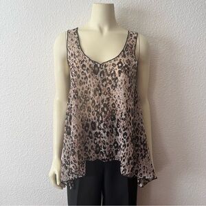 Edge Brand Animal Print Sharkbite Tank Top  Sheer Chiffon